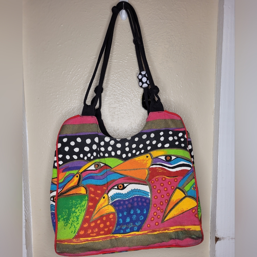Laurel Burch shoulder bag Birds colors painted Vacation